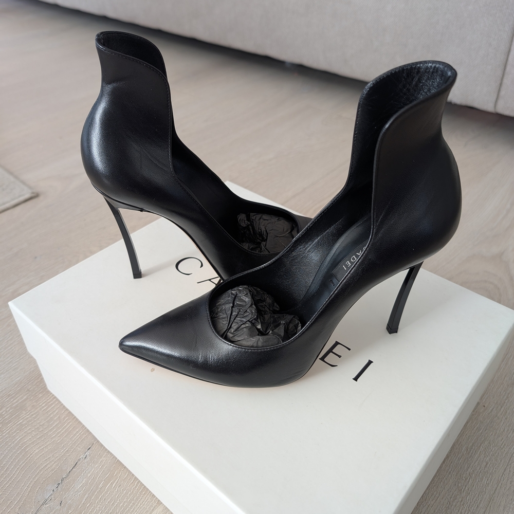 Casadei Peplum Nero Blade Heels 37